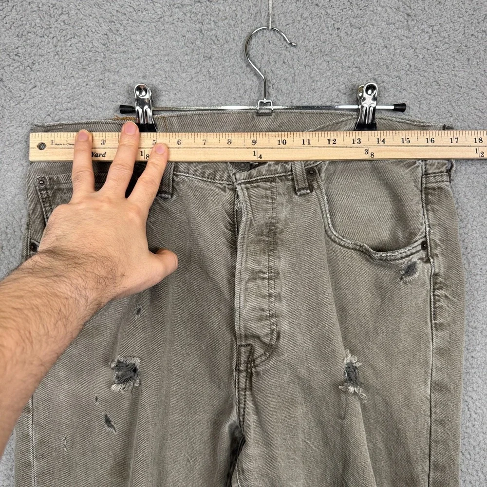 Levis Jeans Mens 32x32 Gray‎ 501 CT Distressed Grunge Punk Goth Indie Denim